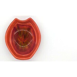 Vintage Ceramic Red 0range Glaze Dish California USA Pottery